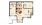 B2 - 2 bedroom floorplan layout with 2 baths and 1262 square feet.