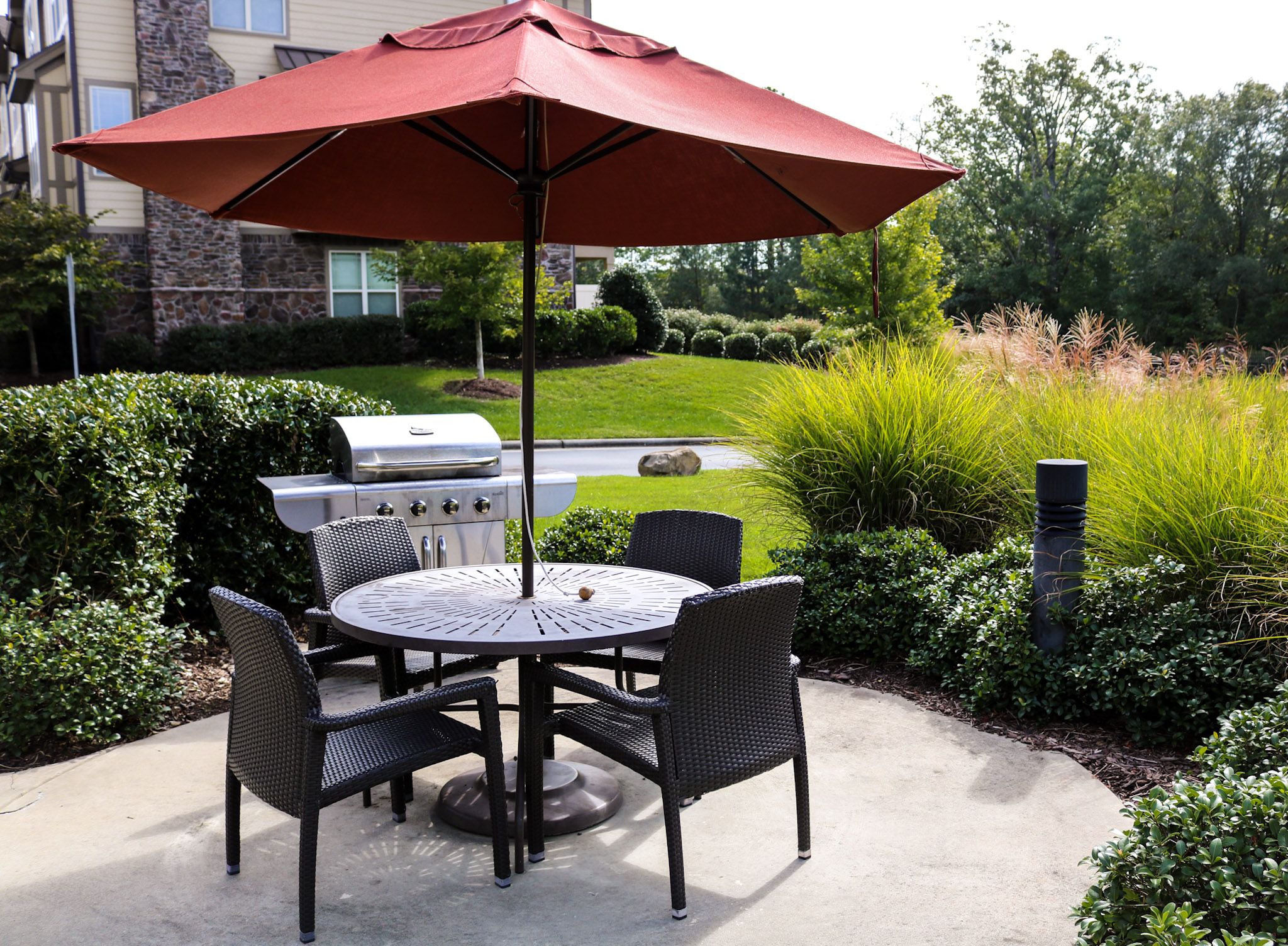 Cosgrove Hill at Chapel Hiil, NC. Patio furniture including table and chairs for outdoor seating.