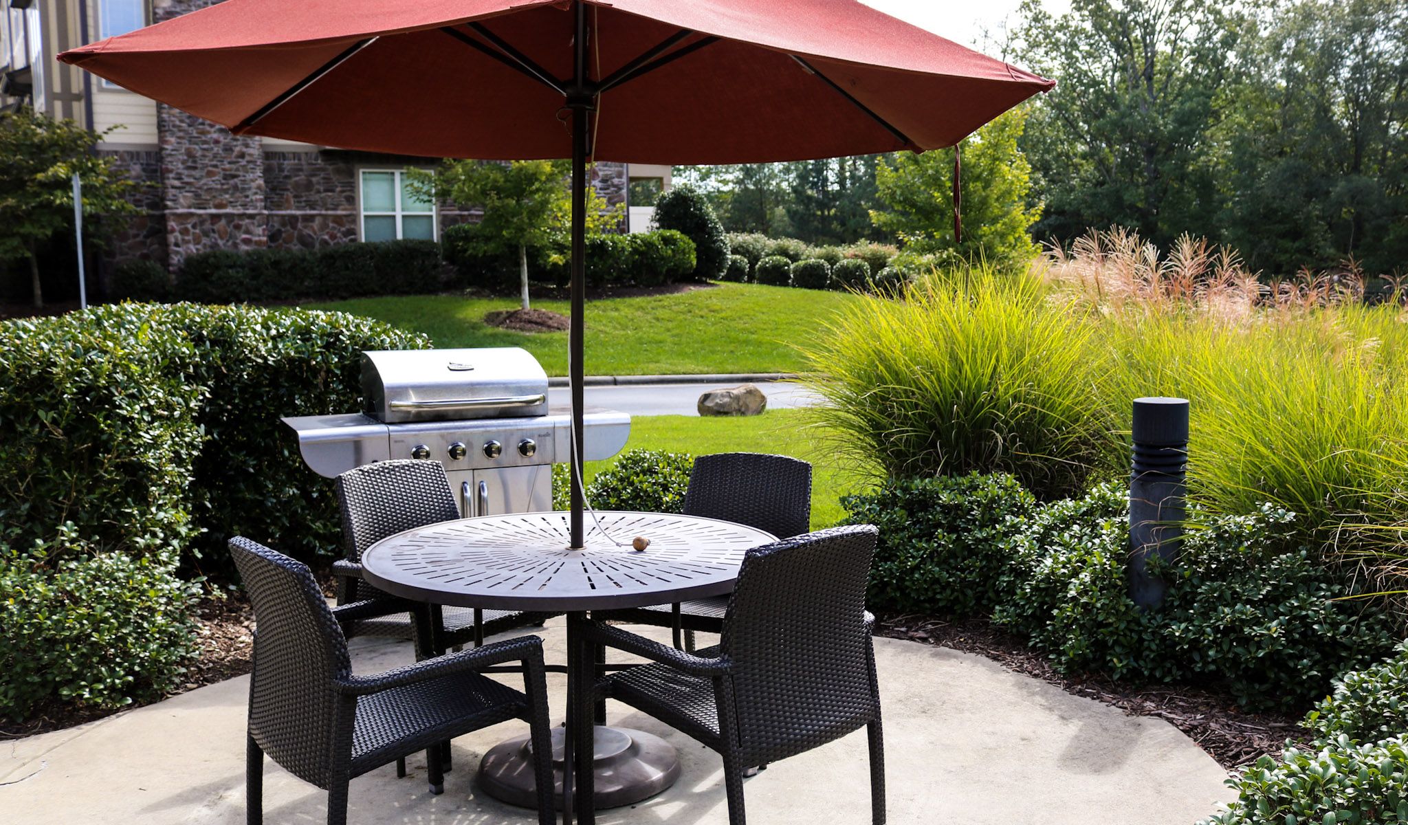 Cosgrove Hill at Chapel Hiil, NC. Patio furniture including table and chairs for outdoor seating.